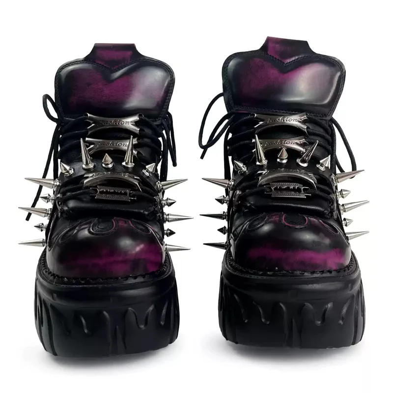 Punkrock-Plateauschuhe für Herren mit Nieten und klobiger Sohle
