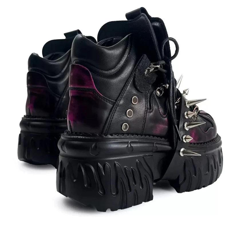 Punkrock-Plateauschuhe für Herren mit Nieten und klobiger Sohle