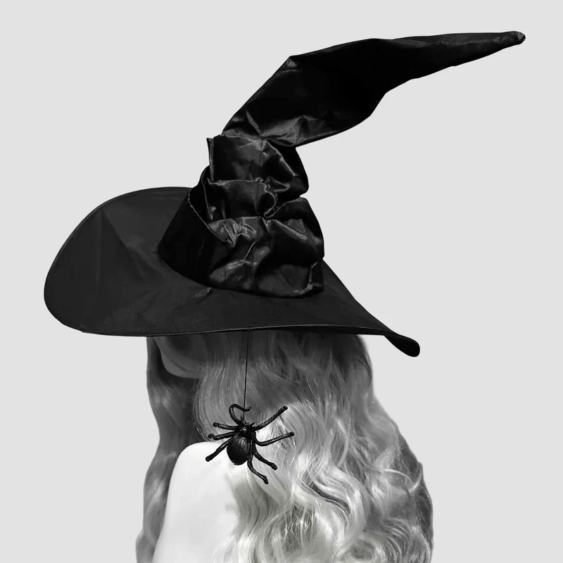 Gothic-Hexenhut für Damen, gerafft, schief
