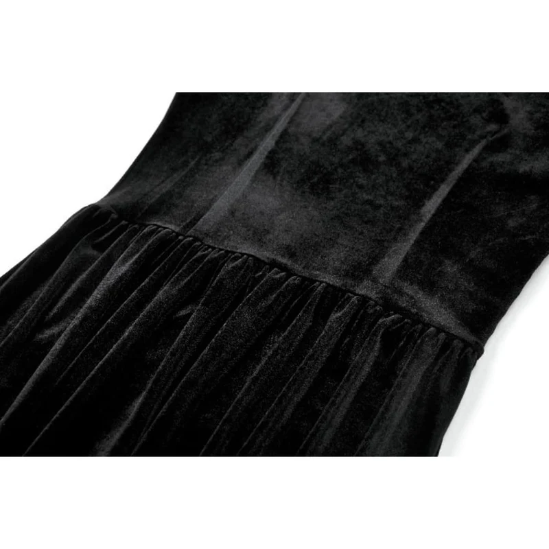 Gothic-Brautkleid für Damen mit Blumenmuster, eckigem Kragen und ausgestellten Ärmeln