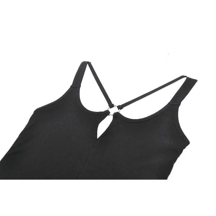 Punk-Slipkleid für Damen mit gekreuzten Trägern und Cut-outs