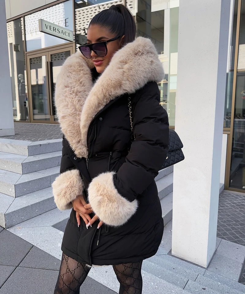 Jacke Aria Schwarz Beige