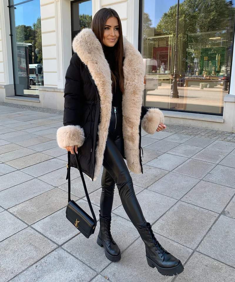 Jacke Aria Schwarz Beige