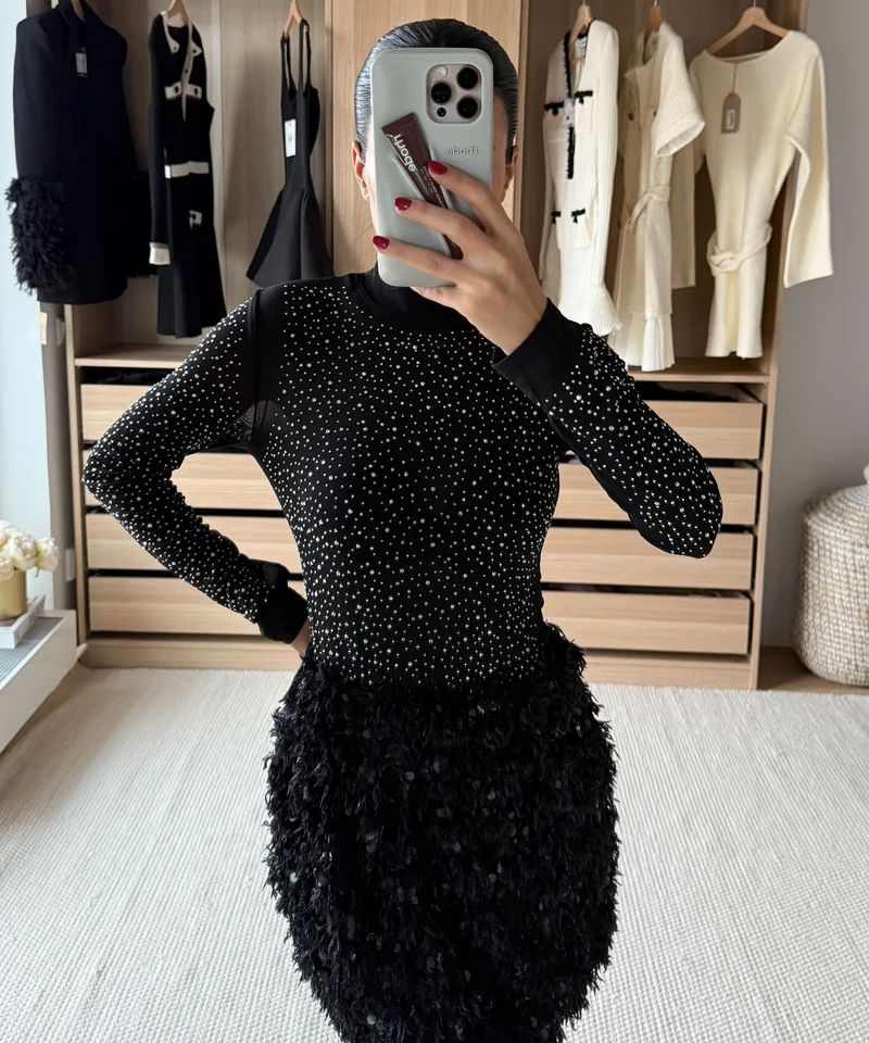 Body Sinderela Glitzer Schwarz