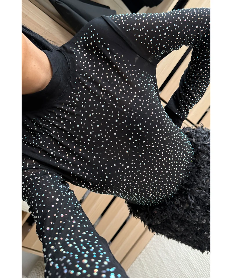 Body Sinderela Glitzer Schwarz