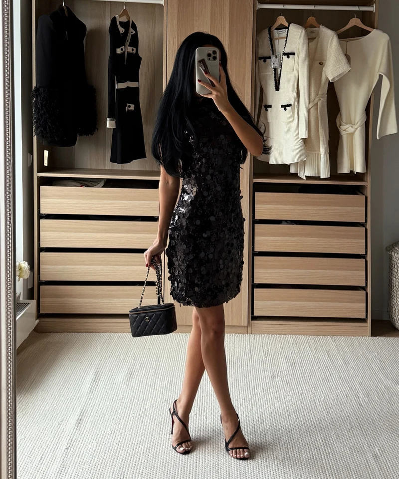 Pailletten Kleid Rinea Schwarz