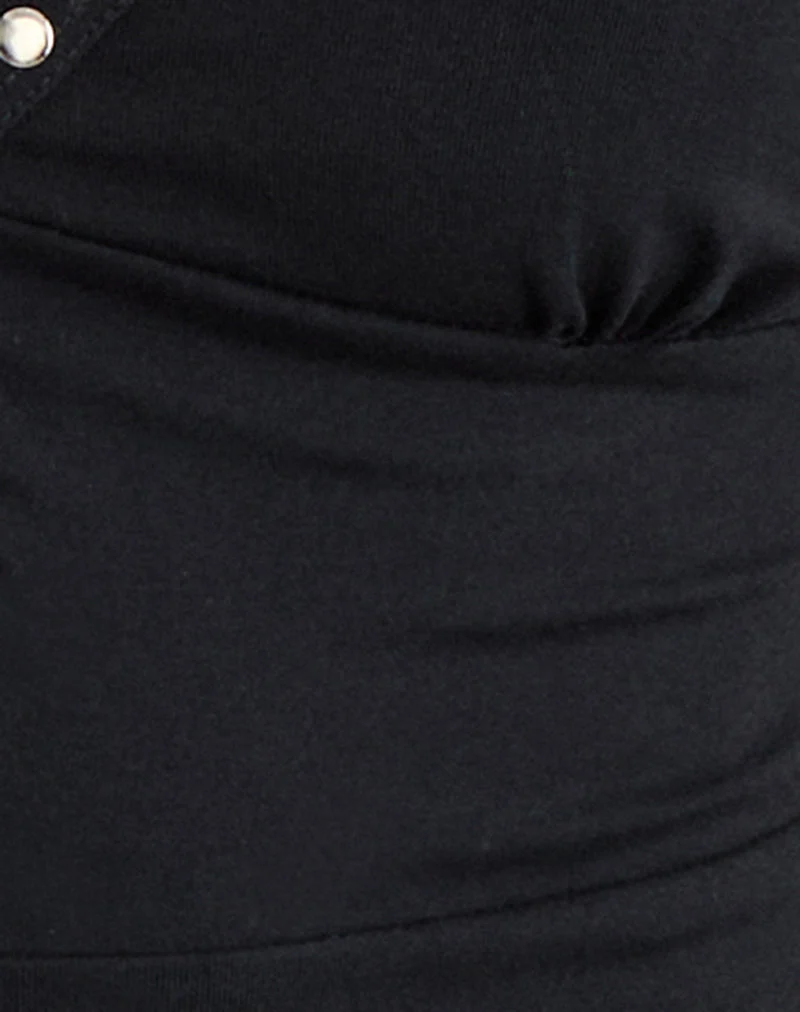 Mioto Halterneck-Top mit Schlüssellochausschnitt und Nieten aus Rayon, schwarz