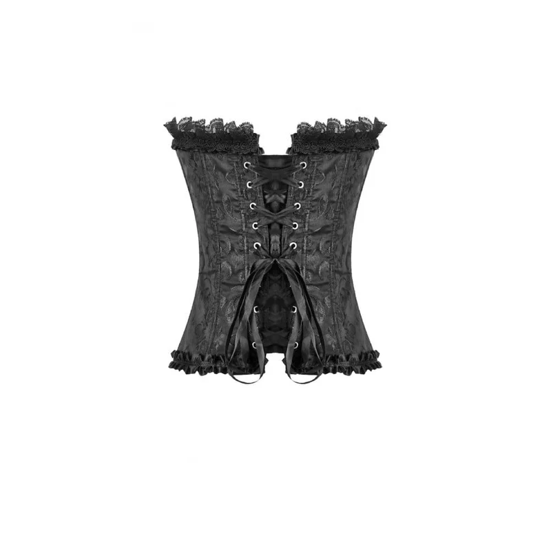 Gothic-Jacquard-Dekorsett für Damen mit Schnürung und Überbrustumfang