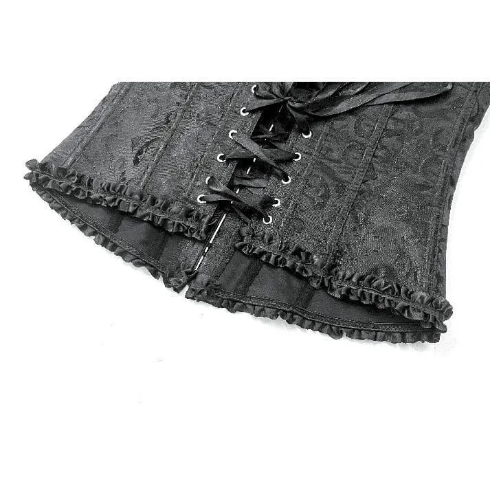 Gothic-Jacquard-Dekorsett für Damen mit Schnürung und Überbrustumfang
