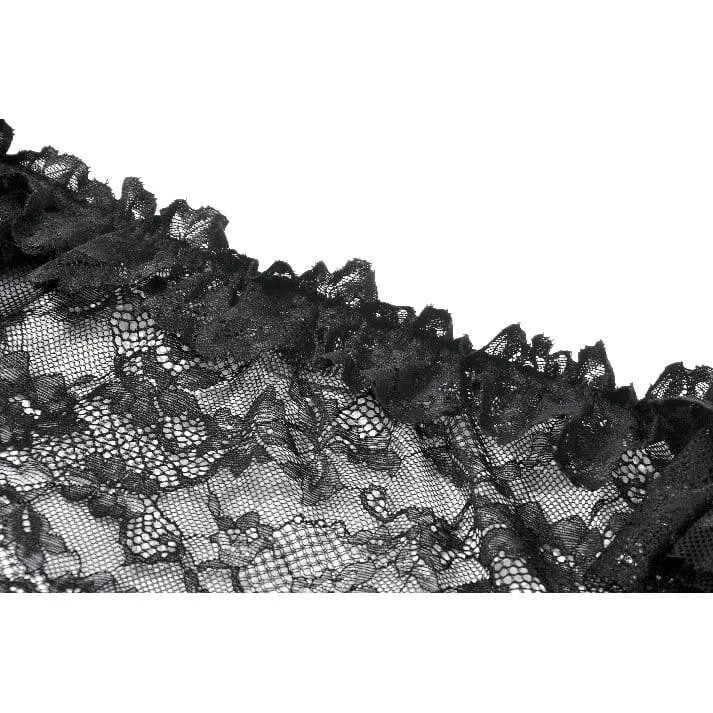 Gothic-Blumenmuster, transparentes schulterfreies Spitzentop für Damen