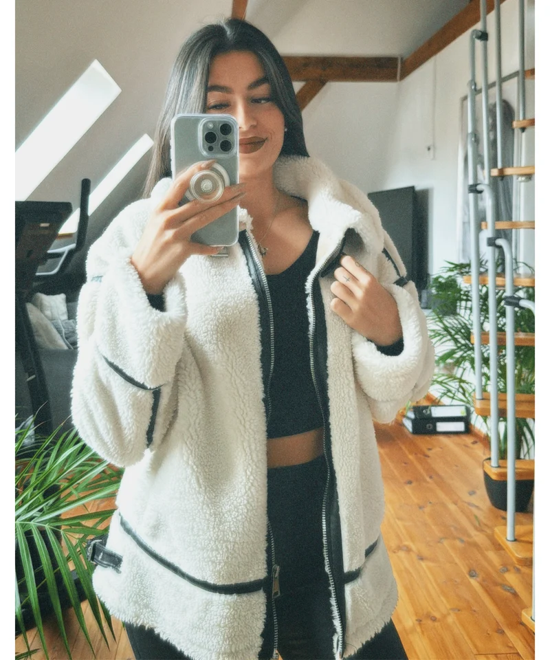 Teddyfelljacke Snow Cremeweiß