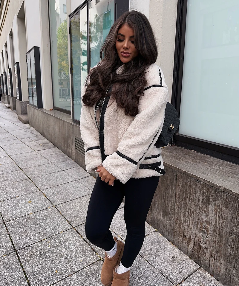 Teddyfelljacke Snow Cremeweiß