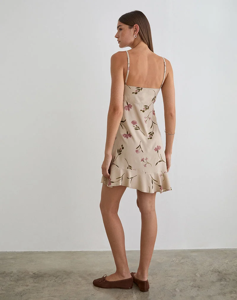 Lazlo Minikleid in „Bloom Leafy Taupe“