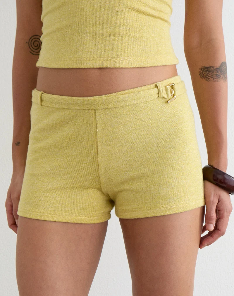 Sera Micro Short in Gelb mit Schimmer-Strickmuster