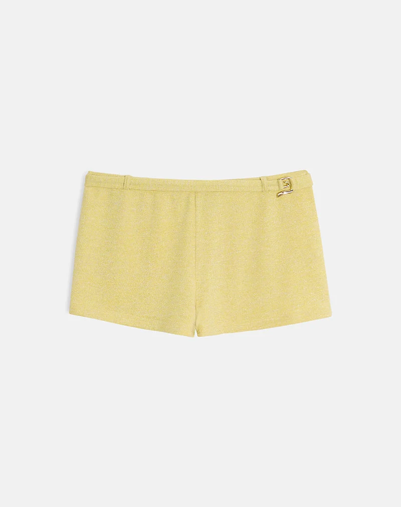 Sera Micro Short in Gelb mit Schimmer-Strickmuster