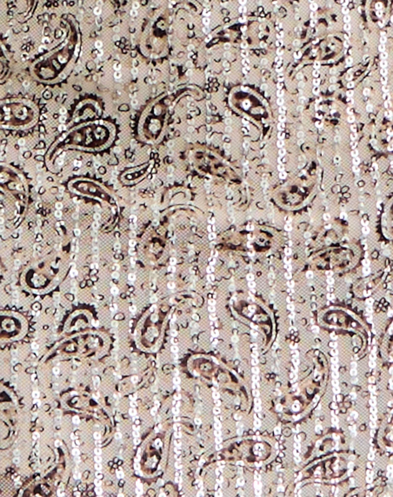 Govinda-Minirock mit Paisley-Muster und goldenen Pailletten