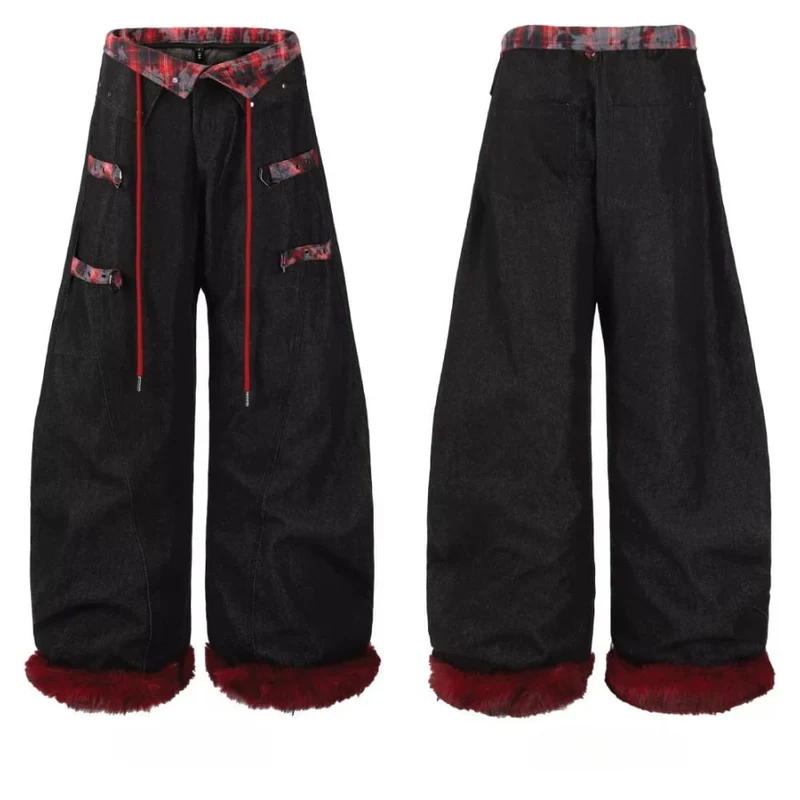 Grunge-Crop-Top mit Schnallenriemen, Karomuster und Ärmeln für Damen