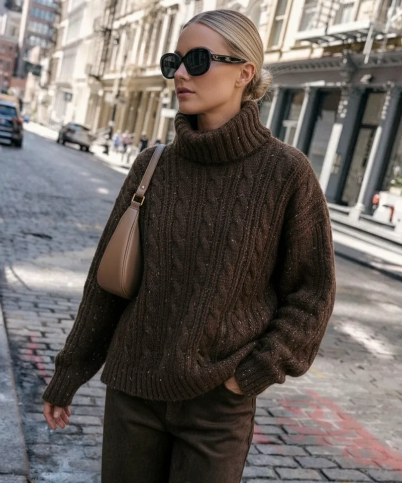Rollkragen Pullover Vilena Braun