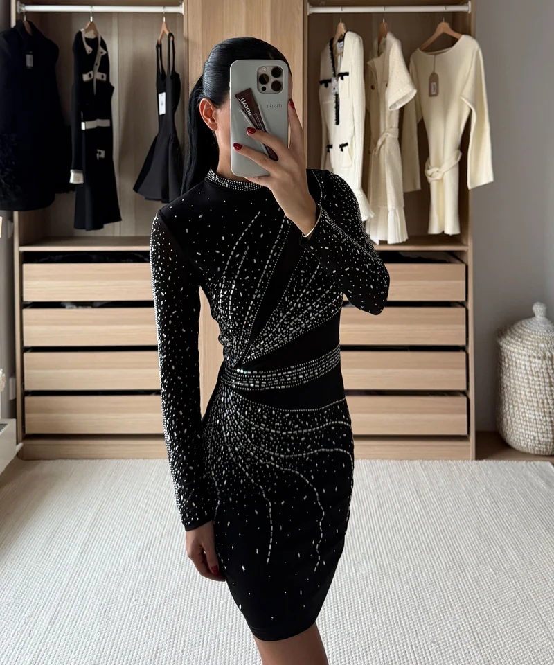 Kleid mit Glitzer Willa Schwarz