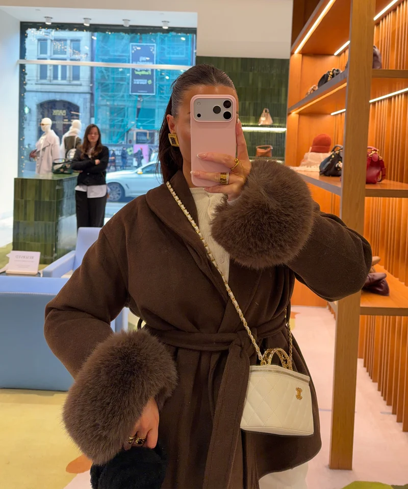 Jacke mit Felldetails Loona Dunkelbraun