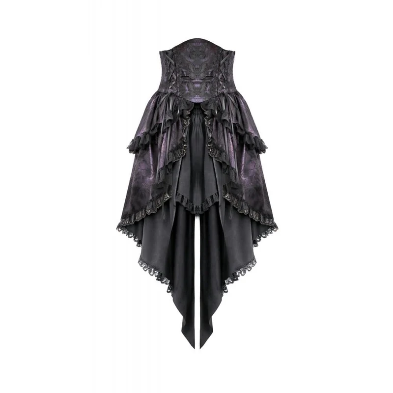 Gothic-Rock für Damen mit Schmetterlings-Schleife und Schnürung, asymmetrischem Saum