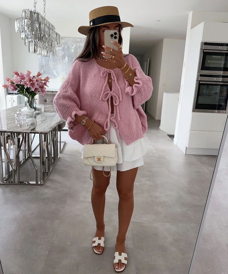 Cardigan Schleife Fia Dreiviertel Rosa