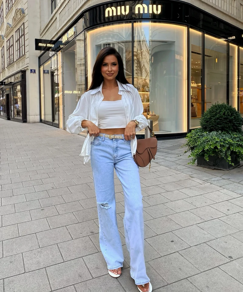 Stretch Baggy Jeans Janni Hellblau