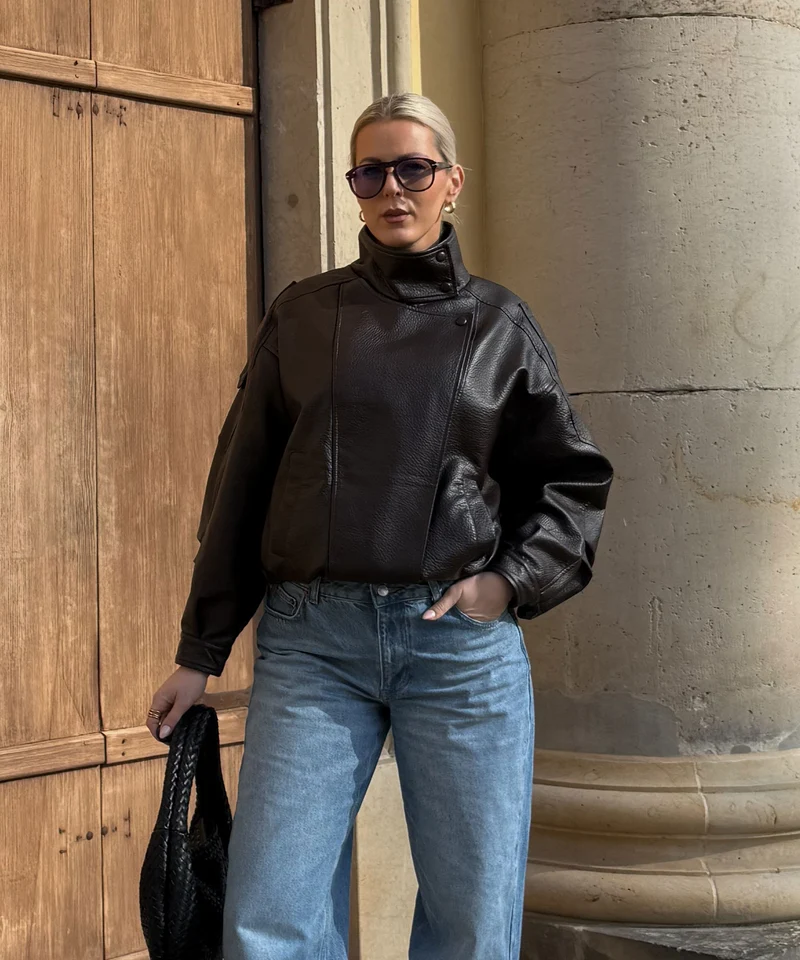 Kunstleder Jacke Rina Dunkelbraun