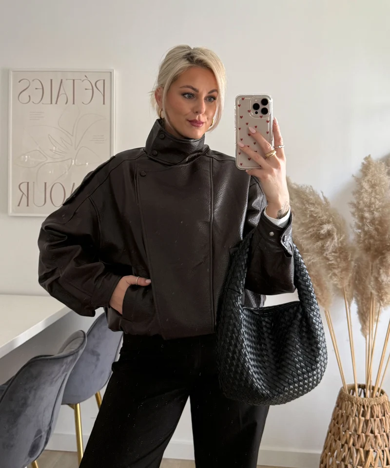 Kunstleder Jacke Rina Dunkelbraun
