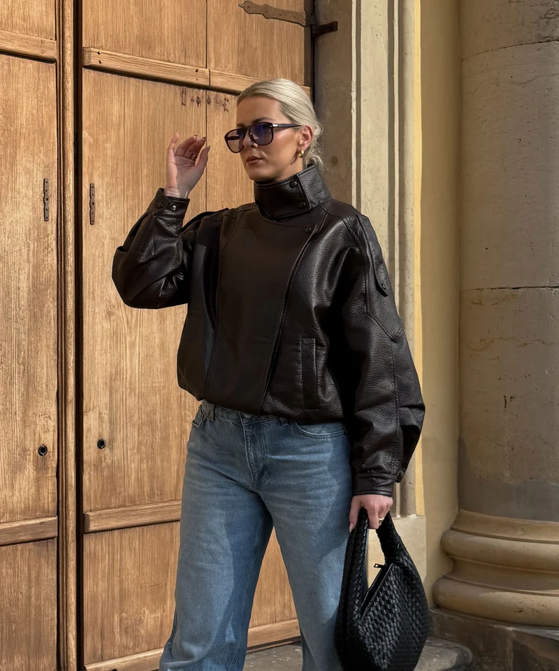 Kunstleder Jacke Rina Dunkelbraun