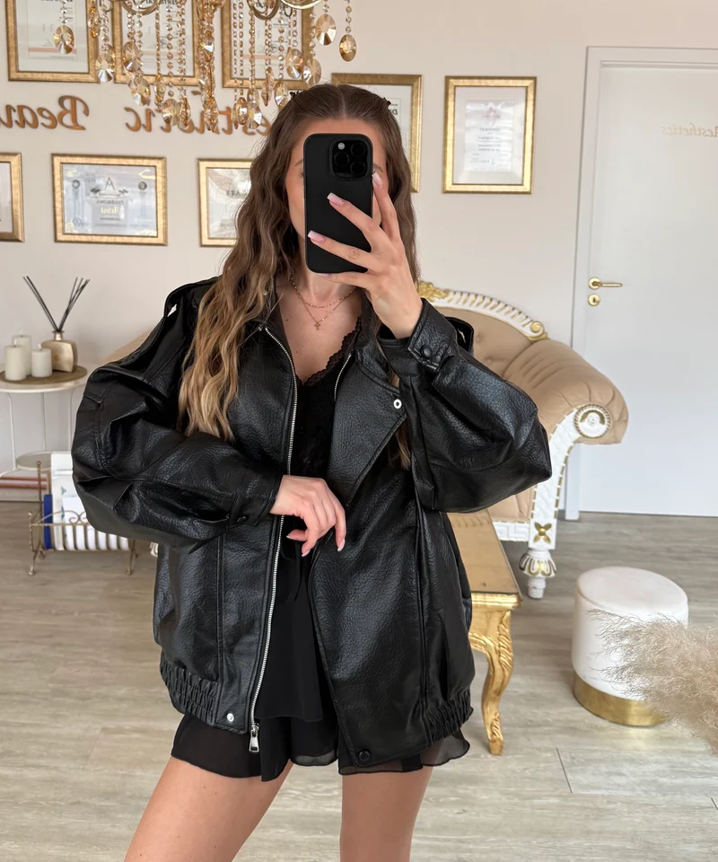 Kunstleder Jacke Rina Schwarz