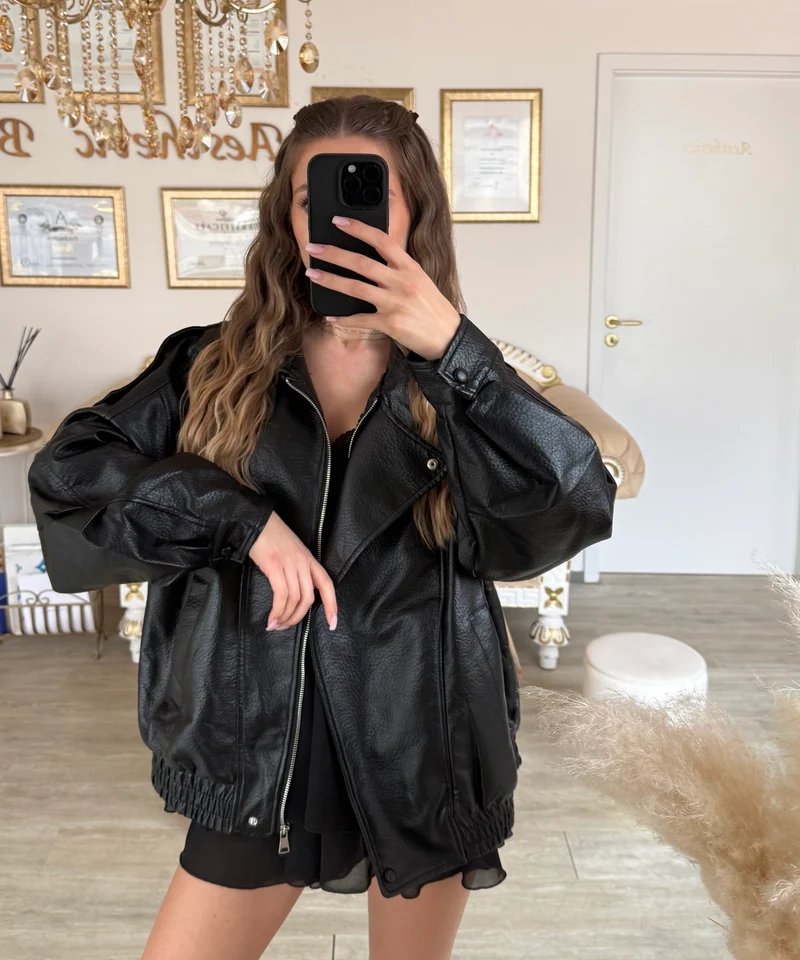 Kunstleder Jacke Rina Schwarz