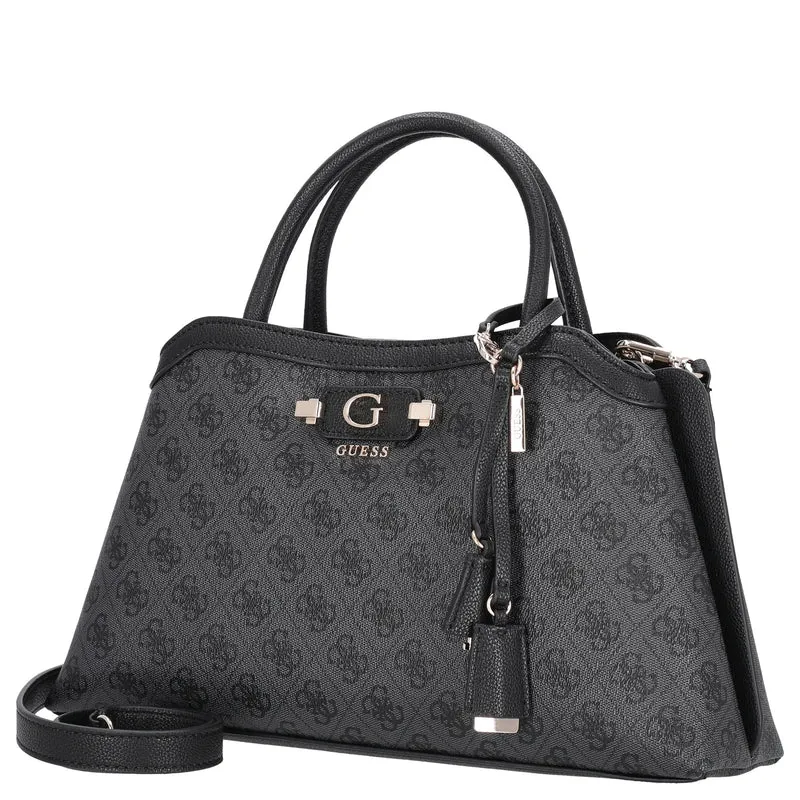 Guess Lindsey Satchel - Bolso de mano 36 cm (coal logo)