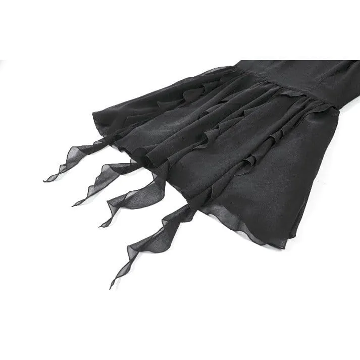 Gothic Moon Damen-Lagenkleid mit Rüschen und schulterfreiem Rock