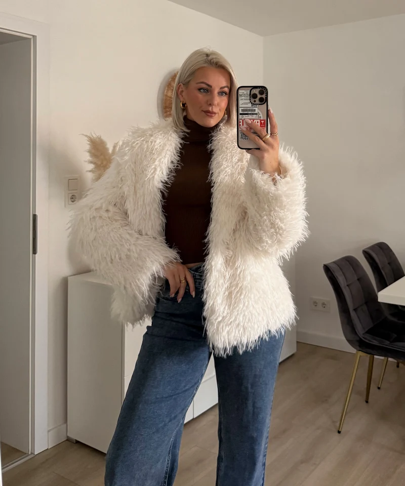 Kunstfell Jacke Sophie Weiß