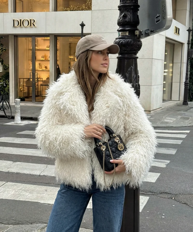 Kunstfell Jacke Sophie Weiß
