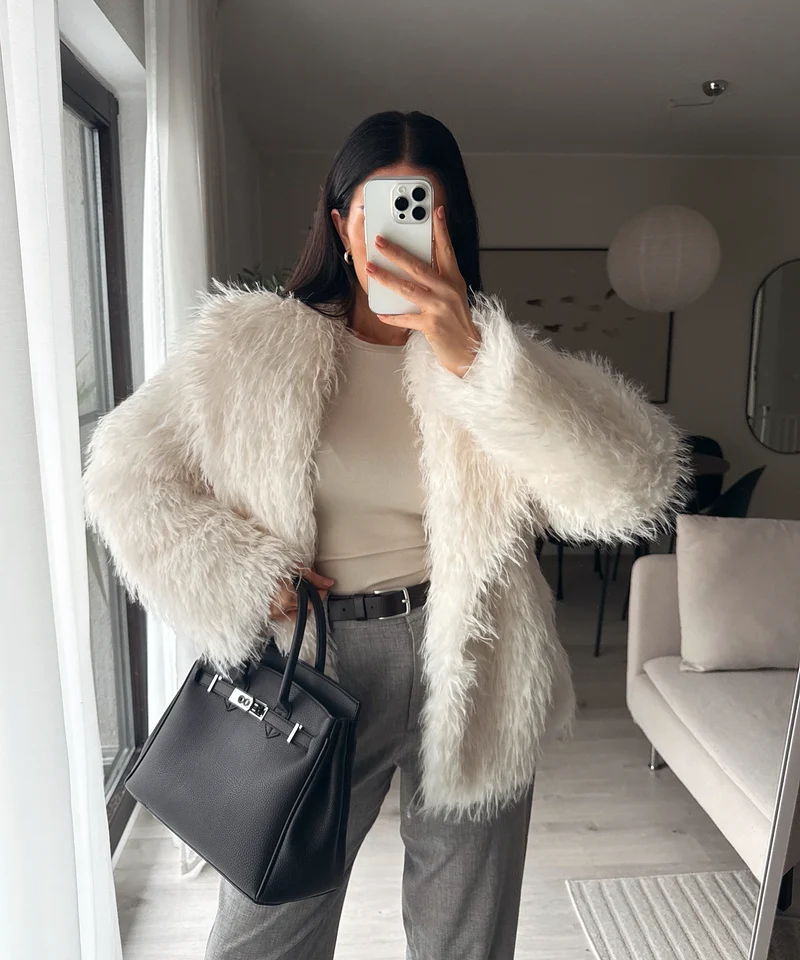 Kunstfell Jacke Sophie Weiß