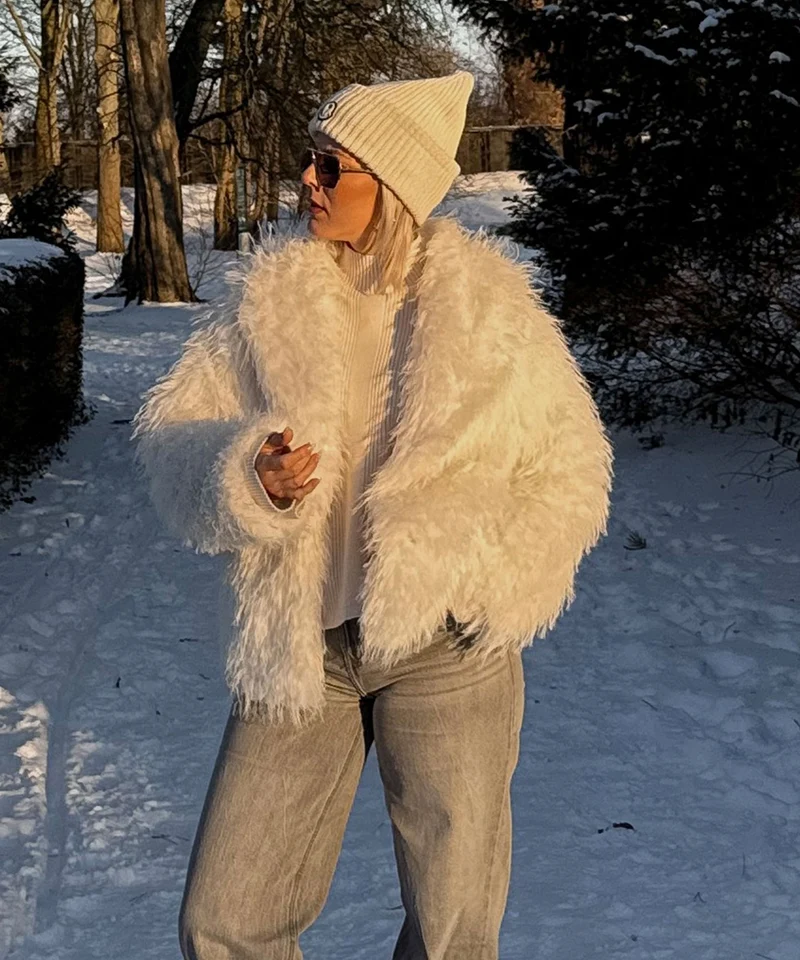 Kunstfell Jacke Sophie Weiß