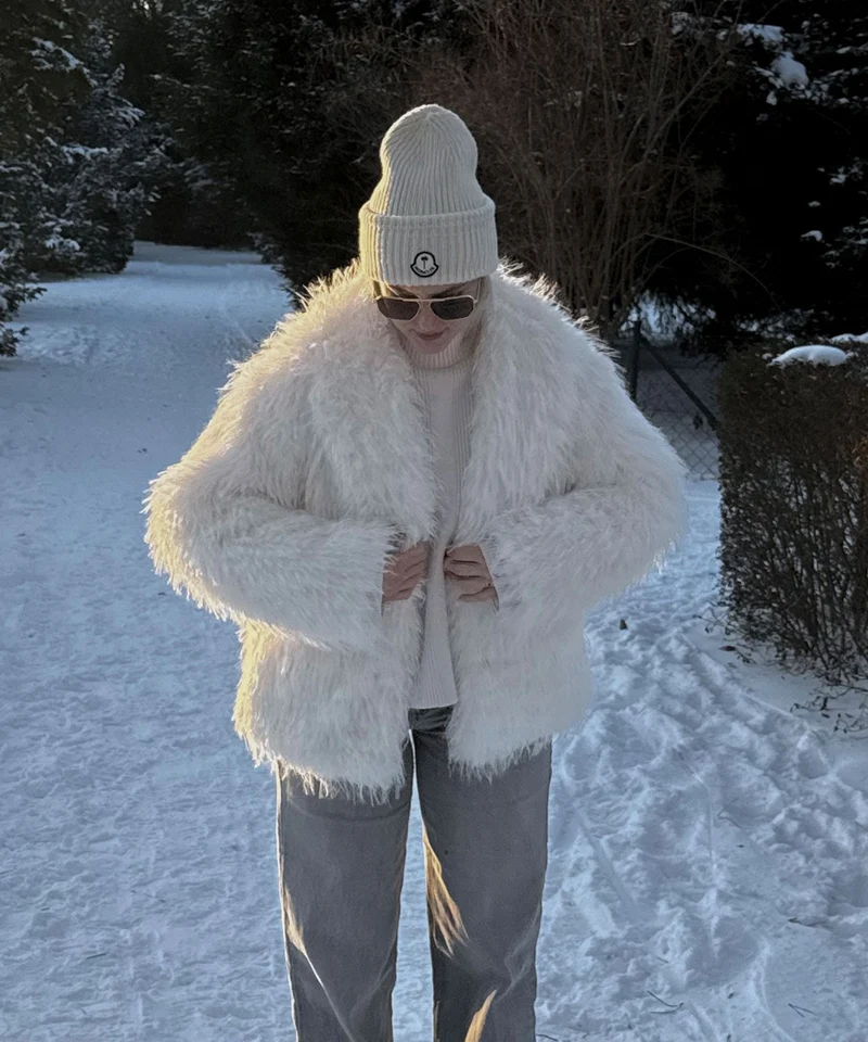 Kunstfell Jacke Sophie Weiß