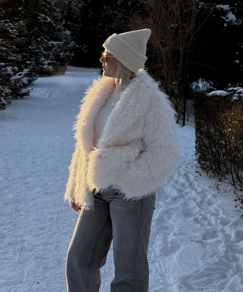 Kunstfell Jacke Sophie Weiß