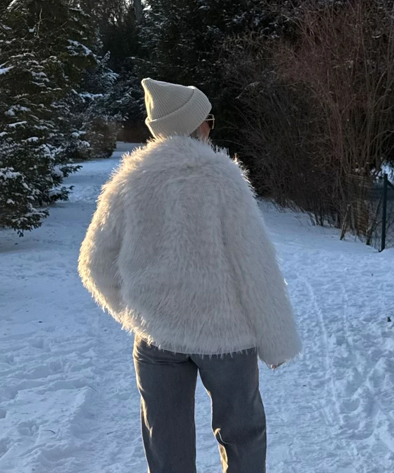 Kunstfell Jacke Sophie Weiß