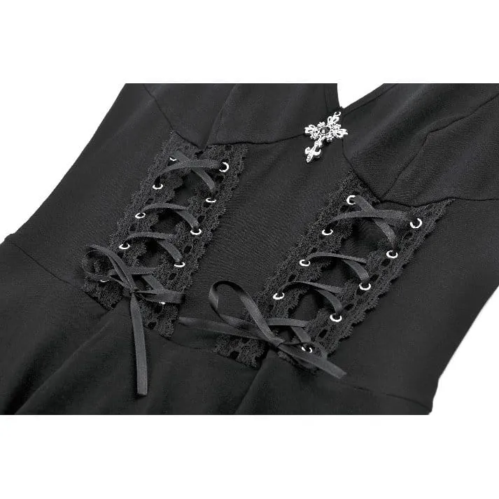 Gothic-Kurzkleid für Damen mit tiefem Ausschnitt und Schnürung