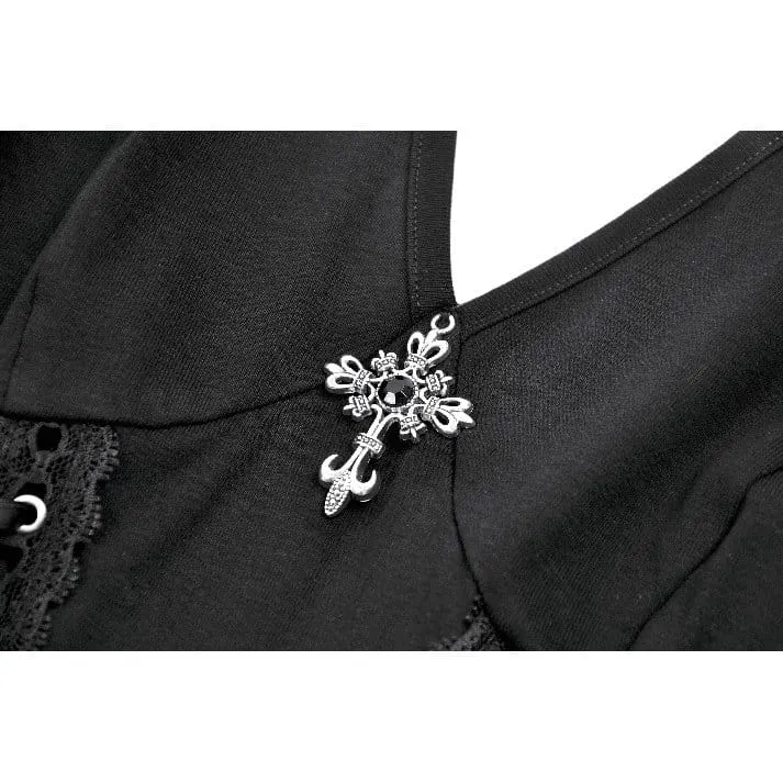Gothic-Kurzkleid für Damen mit tiefem Ausschnitt und Schnürung