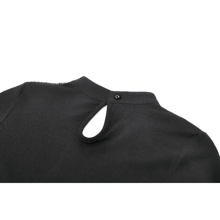 Gothic-T-Shirt für Damen mit Spinnennetz-Motiv und kurzen Ärmeln
