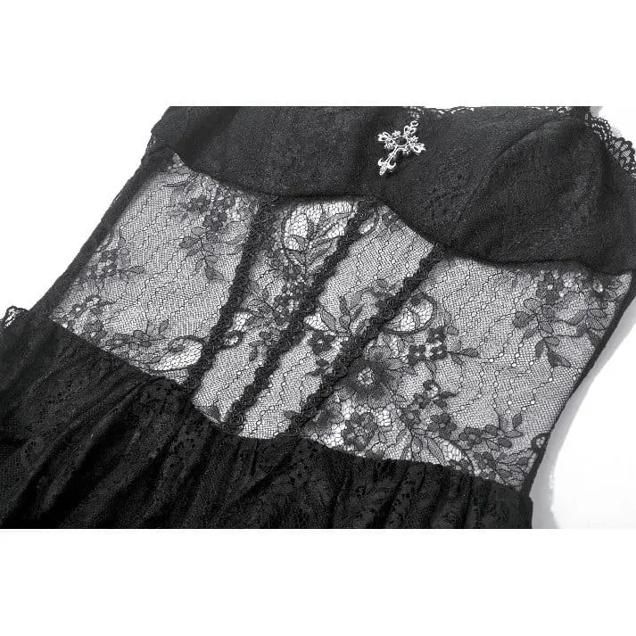 Gothic-Kleid mit Blumenmuster, transparentem Unterkleid und Schleppe für Damen
