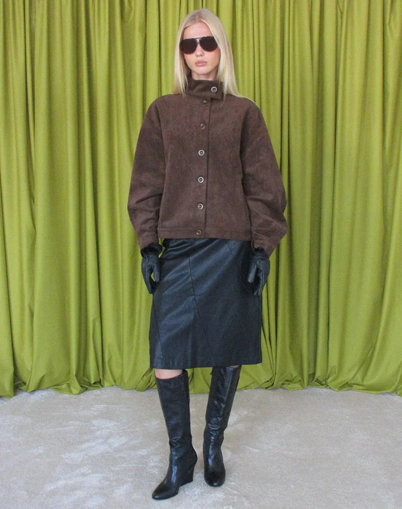 Lastika-Jacke aus Kunstwildleder, dunkelbraun