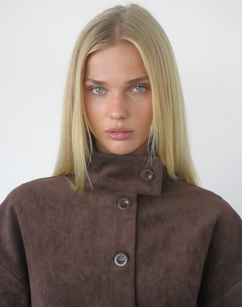 Lastika-Jacke aus Kunstwildleder, dunkelbraun