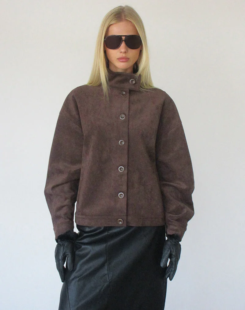 Lastika-Jacke aus Kunstwildleder, dunkelbraun