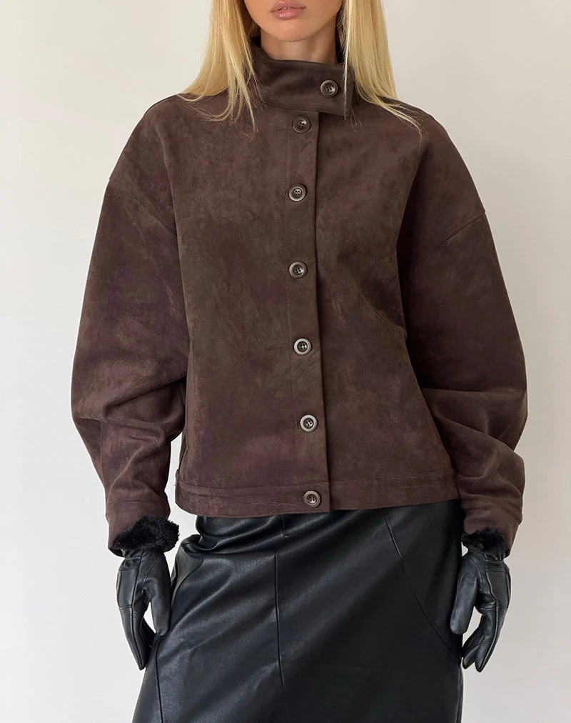 Lastika-Jacke aus Kunstwildleder, dunkelbraun