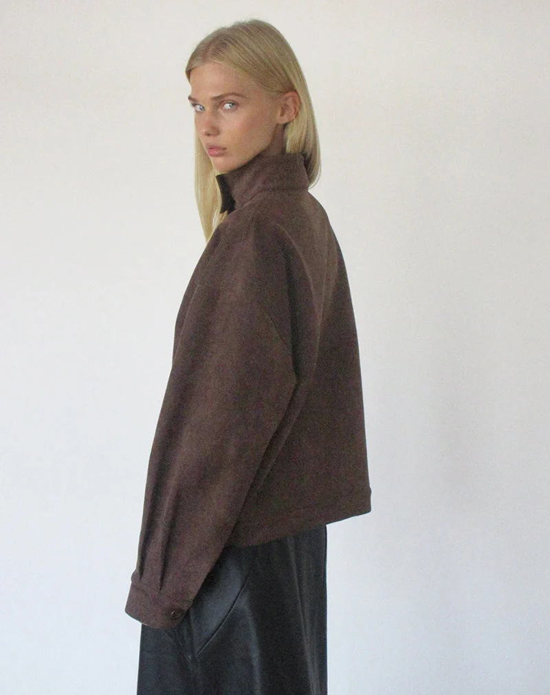 Lastika-Jacke aus Kunstwildleder, dunkelbraun